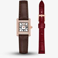 Emporio Armani Ladies Genni Brown & Red Interchangeable Leather Strap Watch AR80083SET