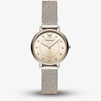 Emporio Armani Ladies Rose Gold Blush Mesh Bracelet Watch AR11129