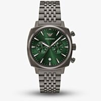 Emporio Armani Mens Carlo Gunmetal Green Dial Chronograph Watch AR11689