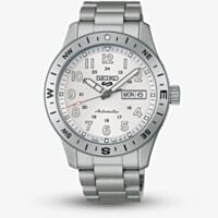 Seiko Mens 5 Sports Field Automatic White Dial Stainless Steel Bracelet Watch HDB007K1