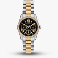 Michael Kors Ladies Mini Lexington Black Dial Two Tone Watch MK4925