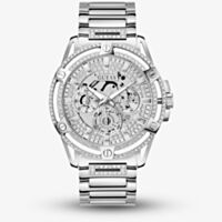 Guess Mens King Silver Crystal Watch GW0497G1