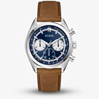 Guess Mens Dawson Blue Chronograph Dial Brown Leather Strap Watch GW0972G1