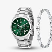 Maserati Mens Attrazione Green Chronograph Dial & Bracelet Watch MSR8853151017