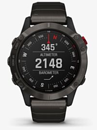 Garmin Unisex Fenix 6 Pro Solar Edition Titanium Carbon Grey DLC Bracelet Watch 010-02410-23 