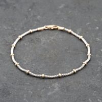 Pre-Owned 9ct Two Colour Gold Popcorn Style Beaded 7 Inch Mesh Chain Bracelet 41061313