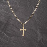 Pre-Owned 9ct Yellow Gold Cross Pendant & 19 Inch Curb Chain 41143083