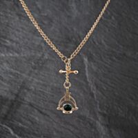 Pre-Owned Vintage Rose Gold Multi Stone Double Albert & Swivel Charm T-Bar Pendant & 18 Inch Curb Chain 41143354