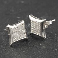 Pre-Owned 9ct White Gold 0.21ct Diamond Square Stud Earrings 41174044