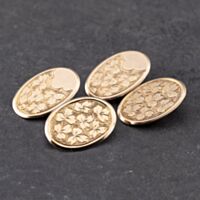 Pre-Owned Vintage 9ct Rose Gold Clover Engraved Cufflinks 41191029