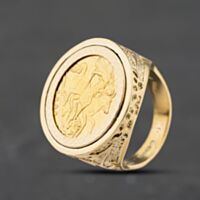 Pre-Owned 9ct Yellow Gold Edward VII 1908 Half Sovereign Coin Ring 41201289BND