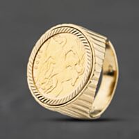 Pre-Owned 9ct Yellow Gold Edward VII 1908 Half Sovereign Coin Ring 41201291BND