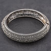 Pre-Owned Vintage Silver Marcasite Filigree Style Hinged Bangle 41251563