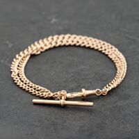 Pre-Owned Vintage 9ct Rose Gold Graduated Double Row 8 Inch Curb T-Bar Bracelet 41281752