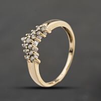 Pre-Owned 9ct Yellow Gold 0.25ct Diamond Two Row Wishbone Ring 41384027
