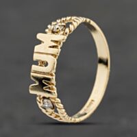 Pre-Owned 9ct Yellow Gold Diamond Mum Signet Ring 41384028