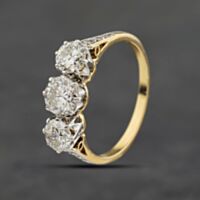 Pre-Owned Vintage Yellow Gold Diamond Three Stone Ring 41482528