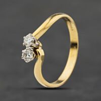 Pre-Owned 18ct Yellow Gold Diamond Twist Two Stone Ring 41482532