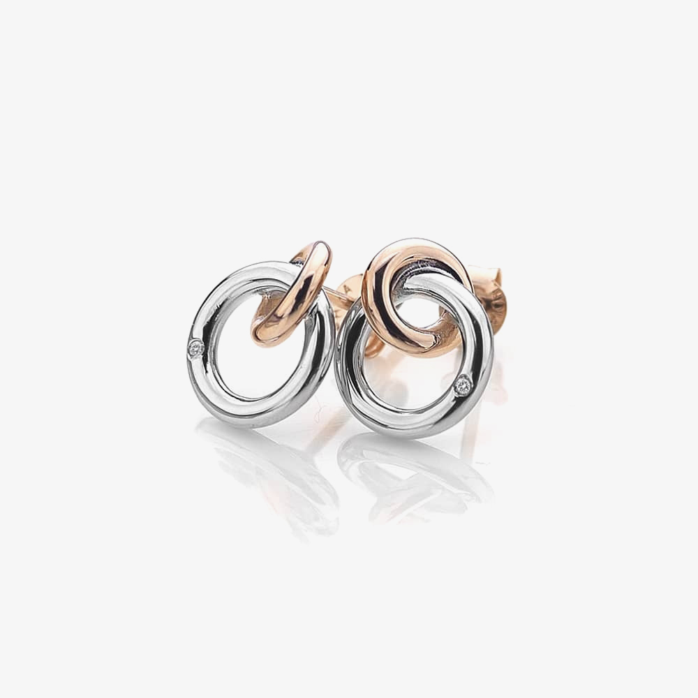 Hot Diamonds Silver & Rose Gold Plated Eternal Earrings  DE309
