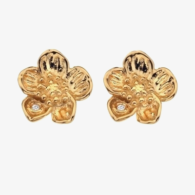 Product photograph of Hot Diamonds Spring Gold Plated Buttercup Stud Earrings De317 from The Jewel Hut