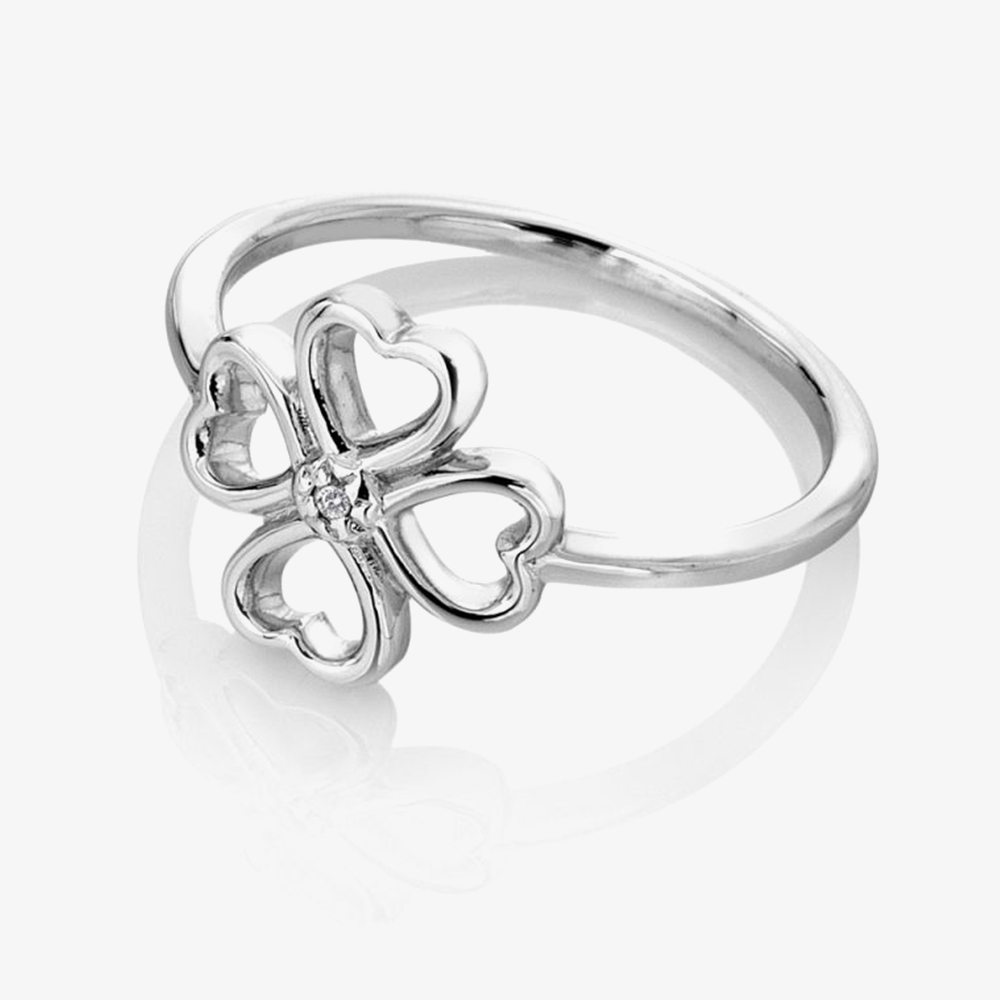 Hot Diamonds Lucky In Love Clover Hearts Ring DR215