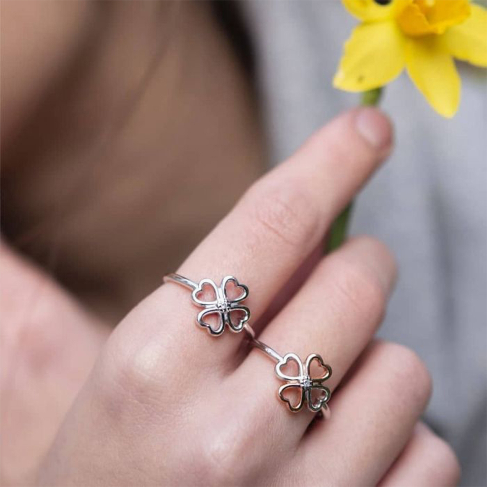 Hot Diamonds Lucky In Love Clover Hearts Ring DR215
