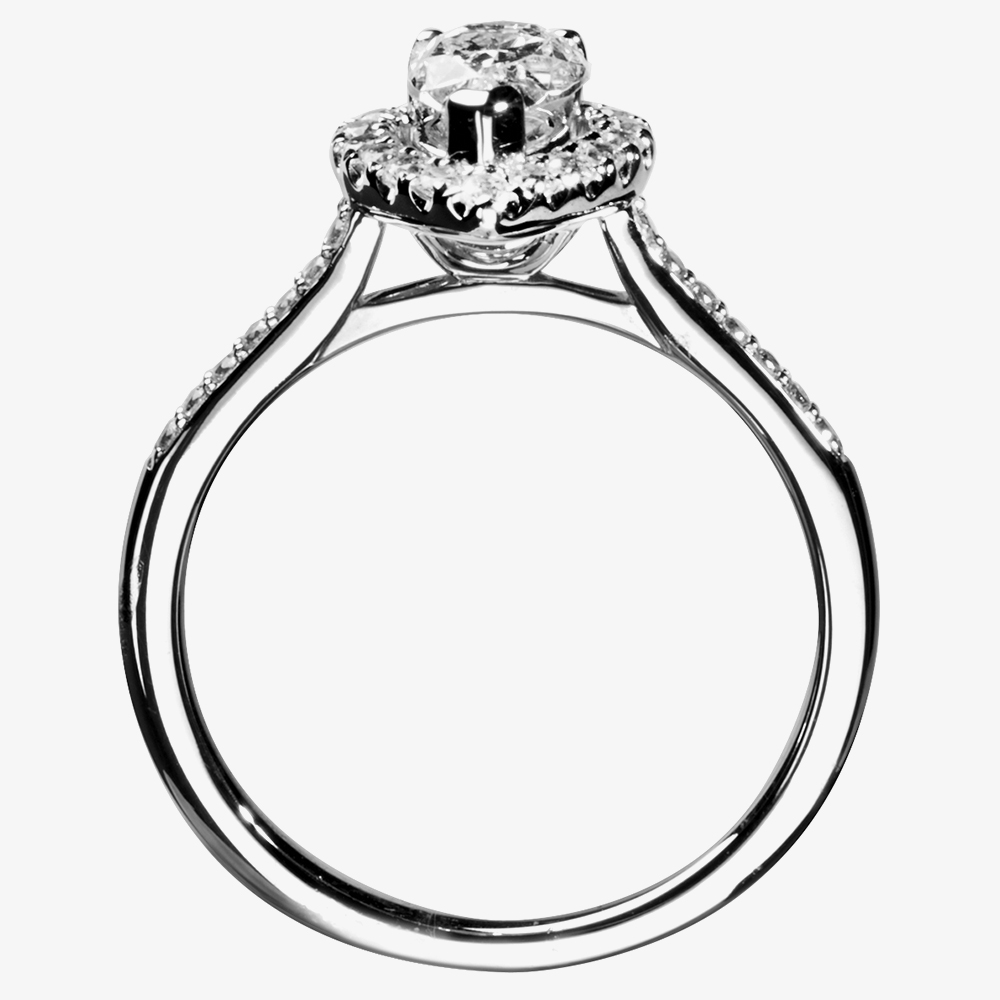 Signature Collection Platinum GIA Certificated Pear Shaped 1.01ct Diamond Halo Ring DSC42