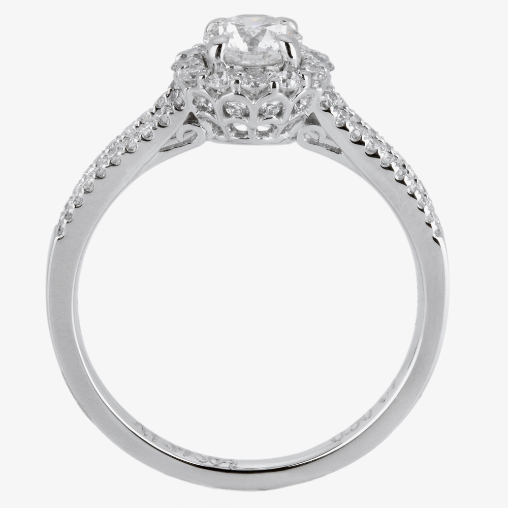 1888 Collection Platinum Brilliant Cut 0.68ct Diamond Split Shoulders Cluster Ring DSC64