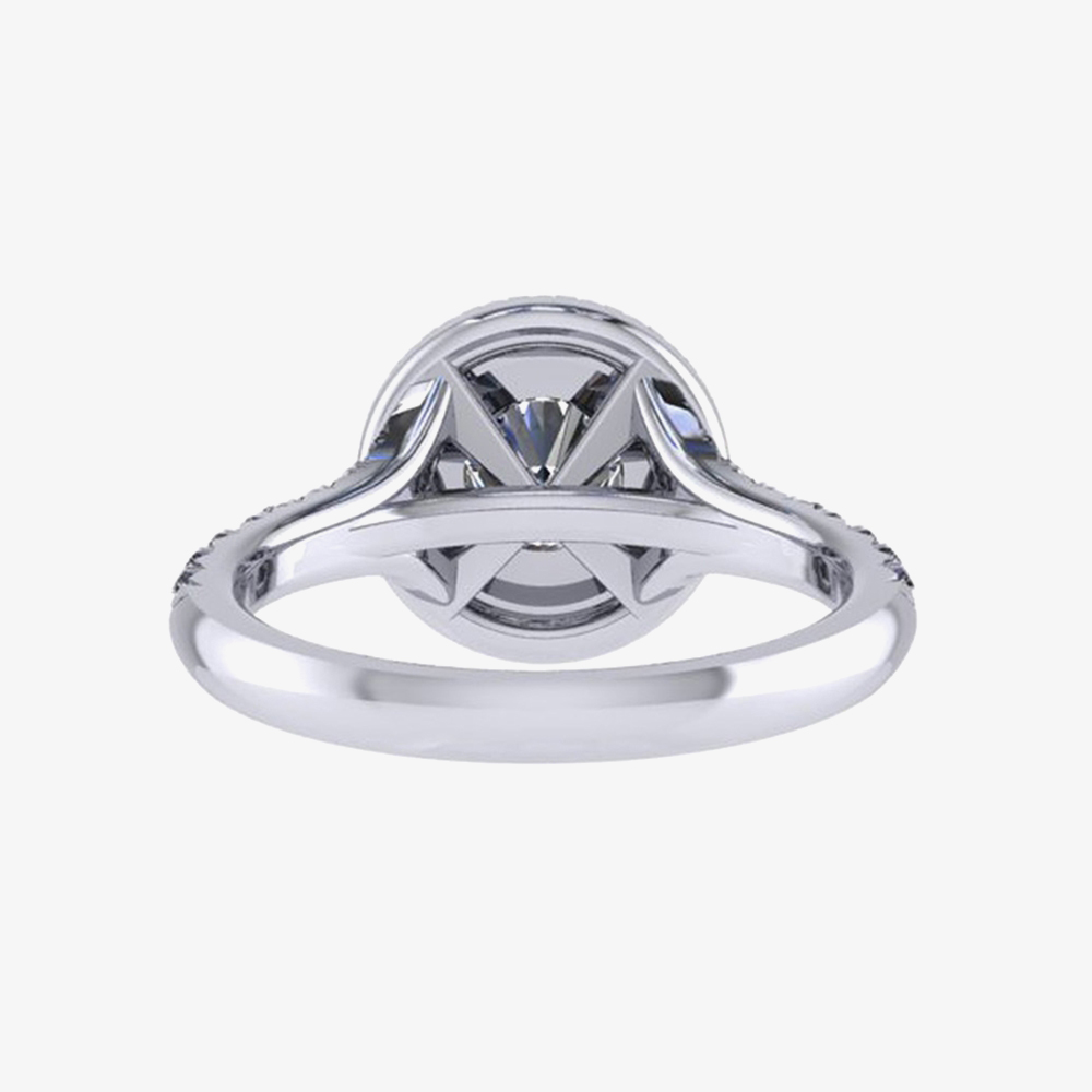 Platinum 0.77ct Diamond Dual-Shoulder Halo Cluster Ring (M) ENG5053