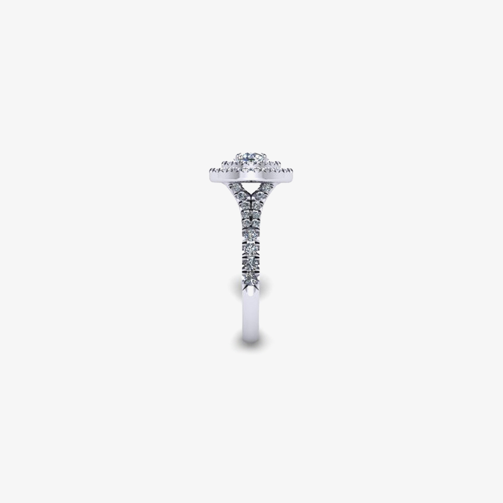 Platinum 0.77ct Diamond Dual-Shoulder Halo Cluster Ring (M) ENG5053