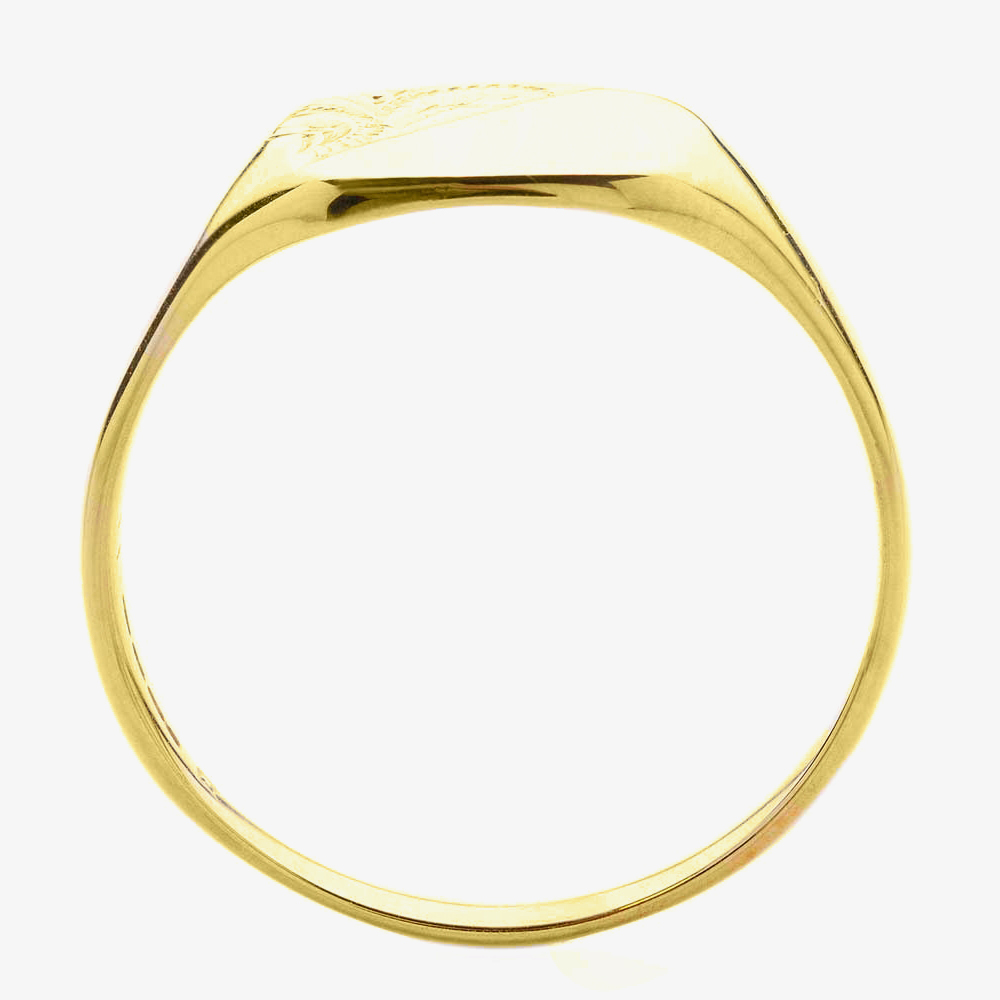 9ct Yellow Gold Half-Engraved Oval Signet Ring G36-A