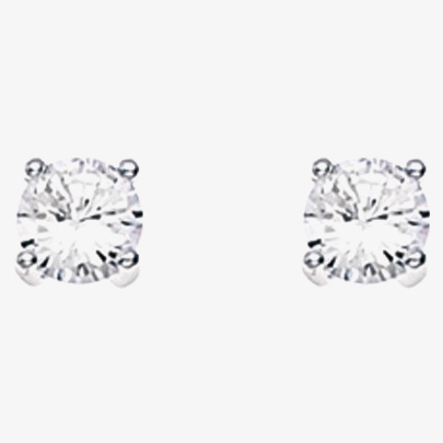 Silver Clear Cubic Zirconia Round 4 Claw Studs GK-E457C