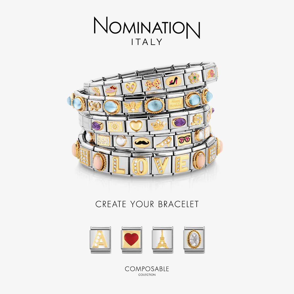 Nomination CLASSIC Gold Letters Cubic Zirconia X Charm 030301/24