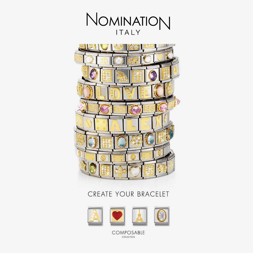 Nomination CLASSIC Gold Letters Cubic Zirconia W Charm 030301/23