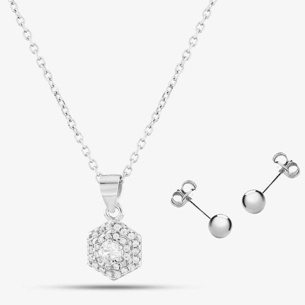 Silver Cubic Zirconia Jewellery Set E614585P &amp; 8.55.7899