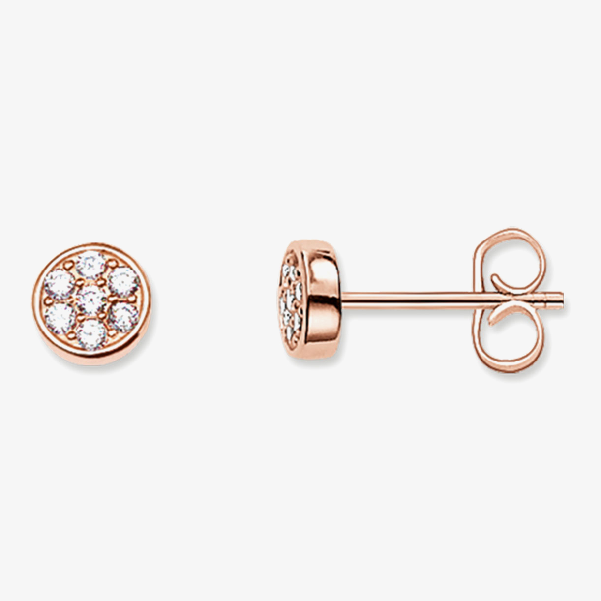 Product photograph of Thomas Sabo Rose Gold Plated 6mm Pave Round Stud Earrings H1848-416-14 from The Jewel Hut