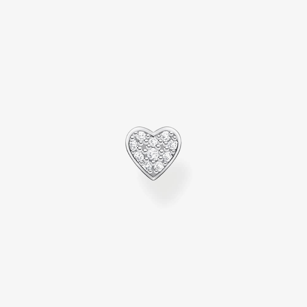 Product photograph of Thomas Sabo Silver Pav Heart Single Stud Earring H2145-051-14 from The Jewel Hut