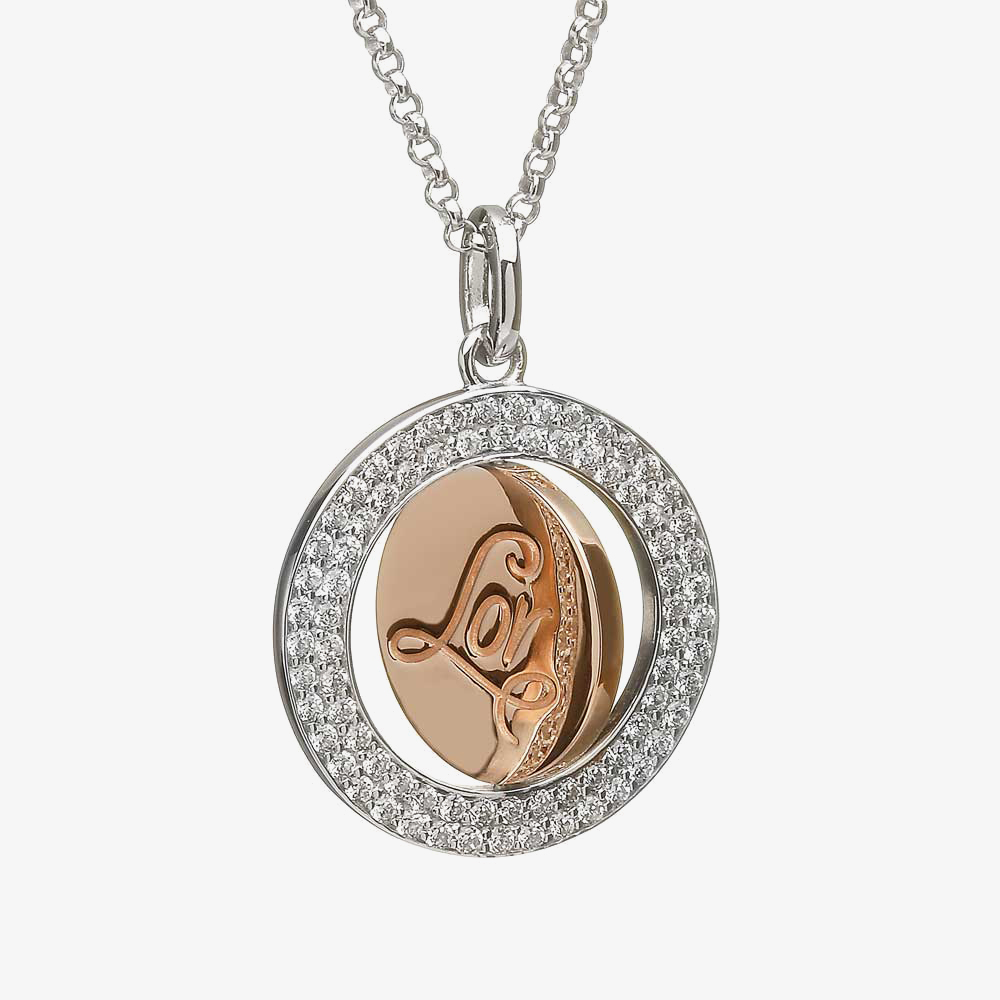 House Of Lor Silver Rose Gold Plated Inner Disc Pendant H-40024