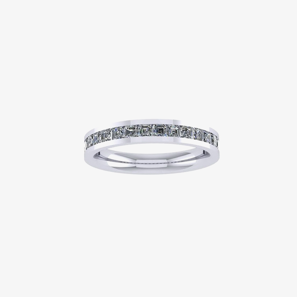 Platinum 0.75ct Carre-Cut Diamond Half-Eternity Ring (M) HETRC1301