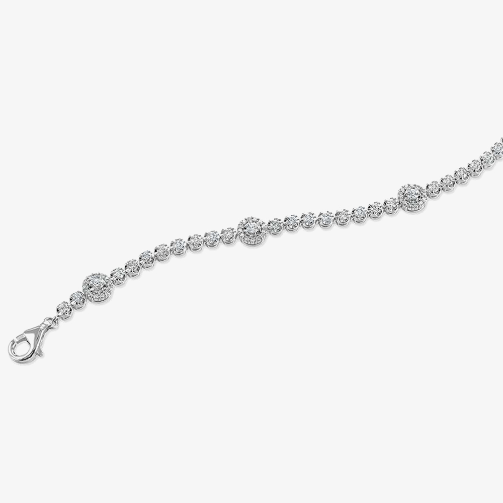18ct White Gold 2.50ct Diamond Cluster Bracelet HSB1015(2.50CT)S