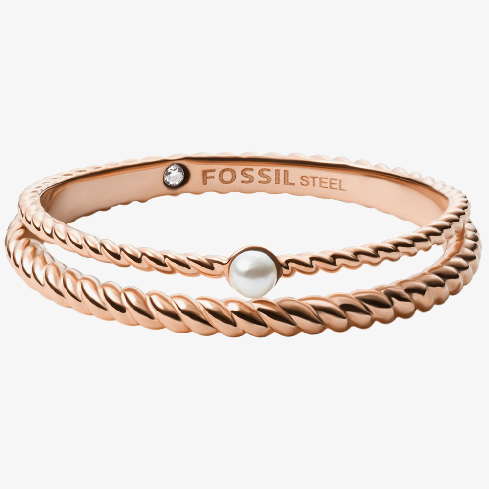Fossil Pearls Ladies Double Band Ring JF03656791
