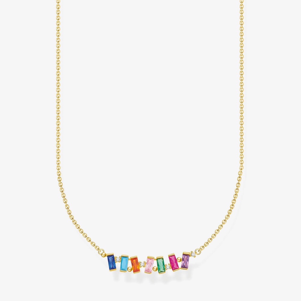 Product photograph of Thomas Sabo 18ct Yellow Gold Plated Colourful Stones Necklace Ke2095-488-7 from The Jewel Hut