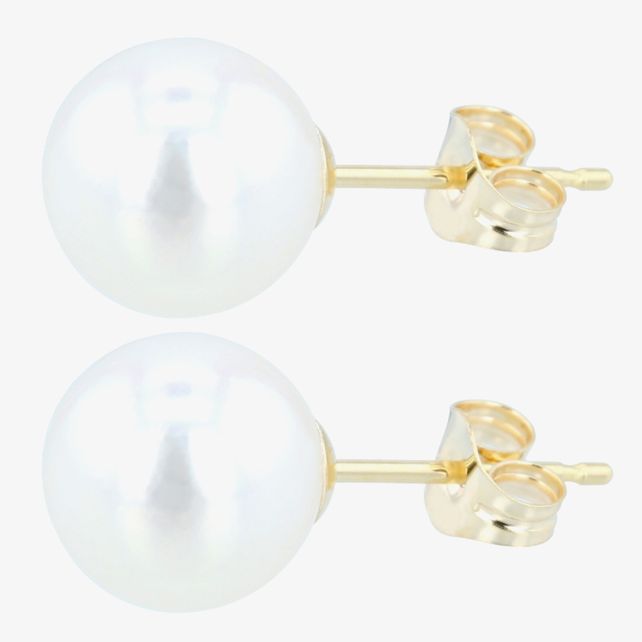 9ct 7.5 x 8mm Akoya Pearl Stud Earrings EOZ108PL