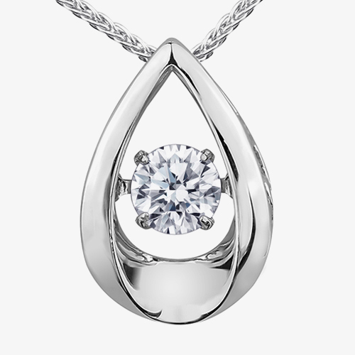 9ct White Gold 0.05ct Diamond Pulse Teardrop Pendant P3107W/05-10