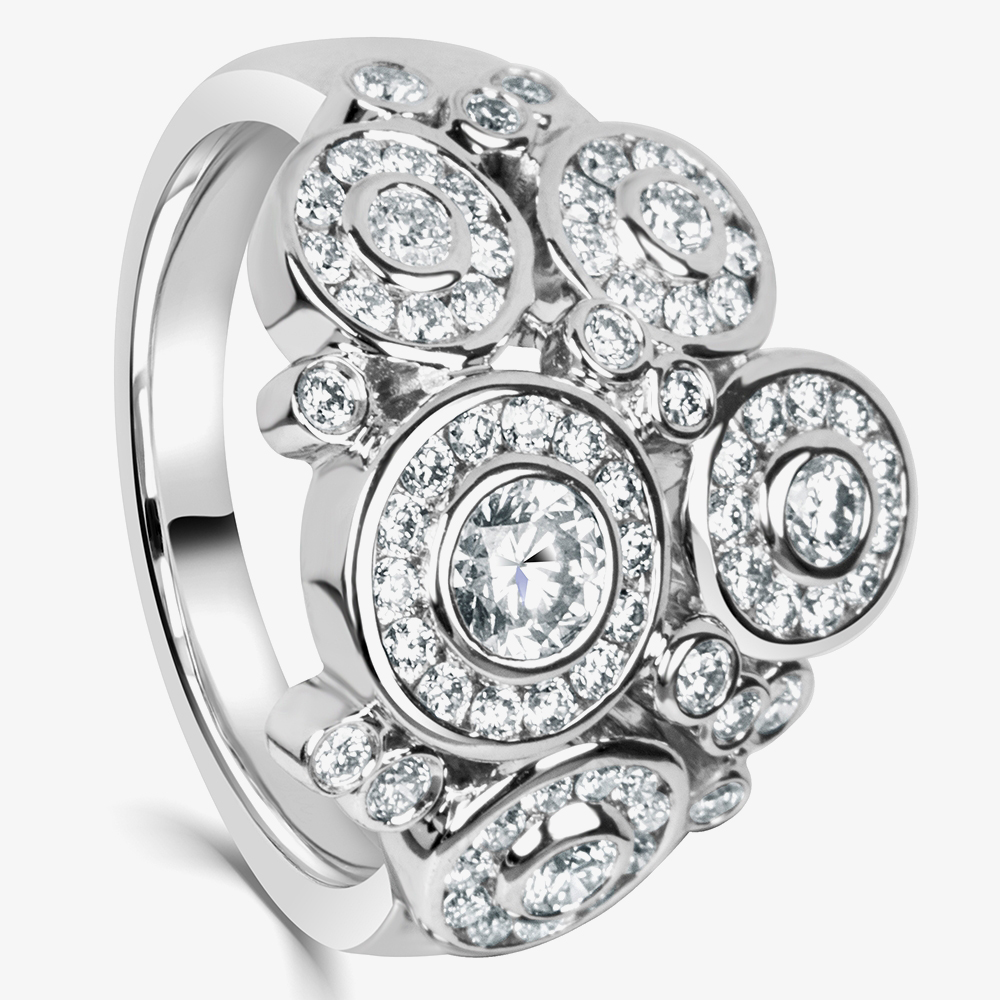 18ct White Gold Dew Drop 1.12ct Diamond Ring (N) LG204/RA (N)