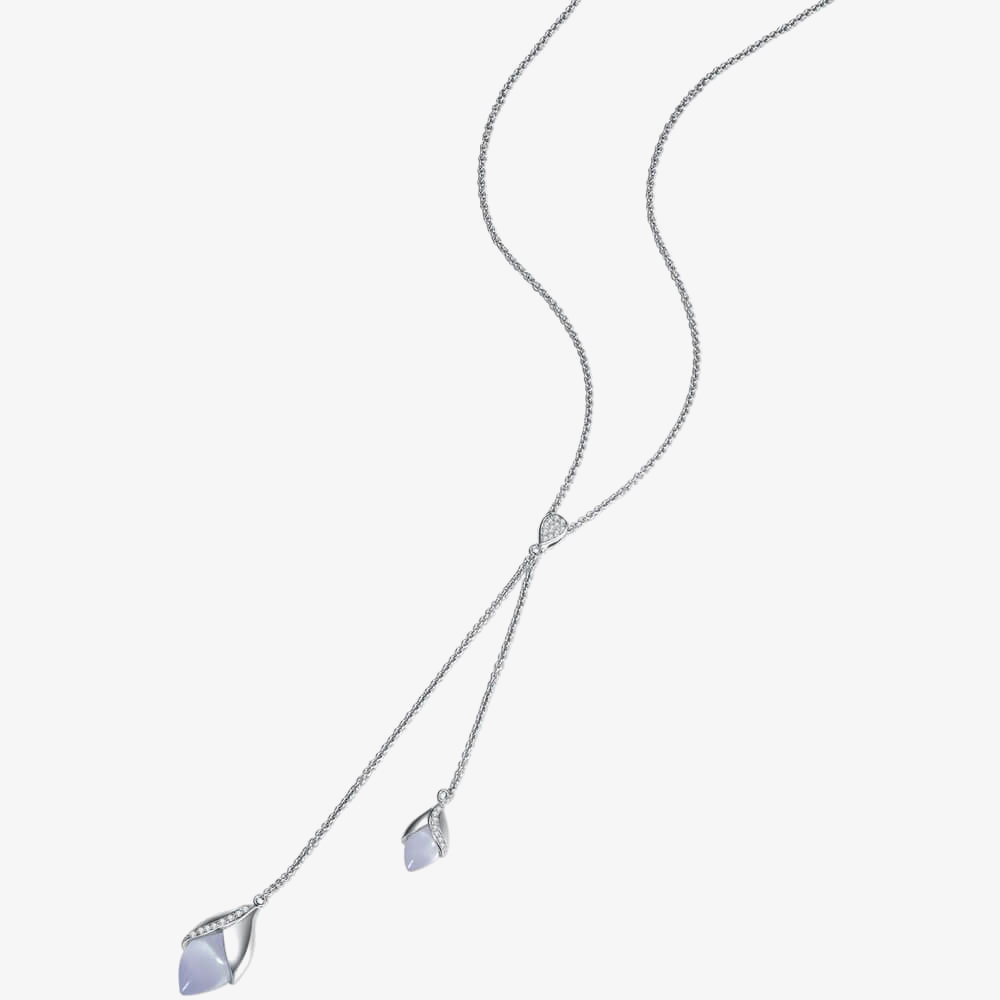 Fei Liu Magnolia Grey Cats Eyes Quartz Lariat Necklace MAG-925R-303-CEGY