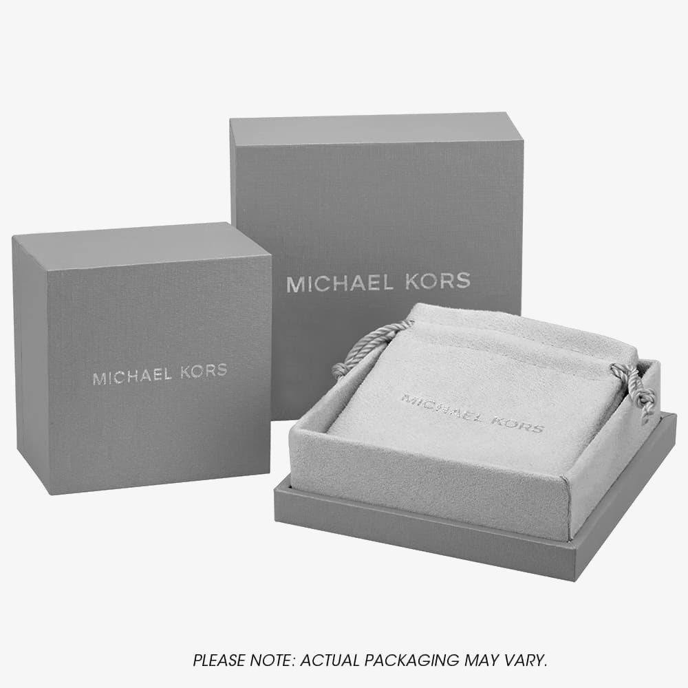 Michael Kors Ladies Premium Rose Gold Plated Cubic Zirconia Circle Logo Pendant Necklace MKC1388AN791