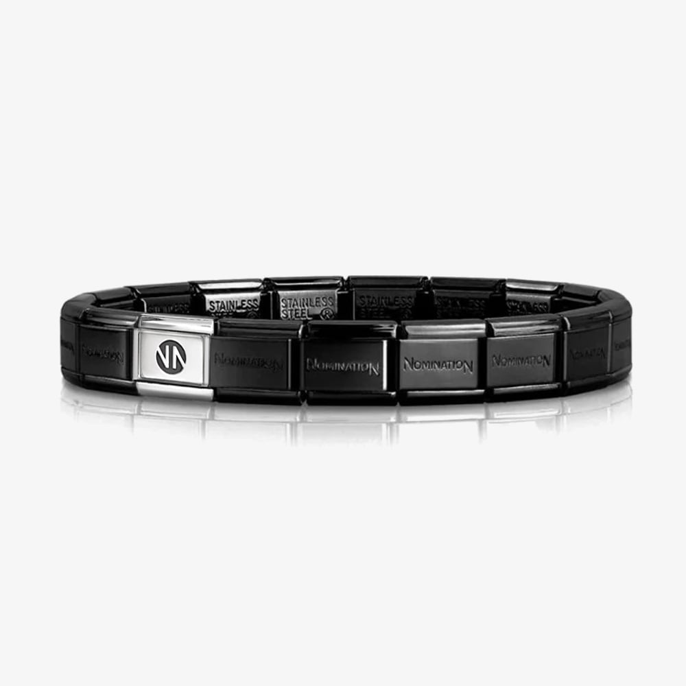 Nomination Black Stainless Steel NN Logo 14 Link Bracelet 530301 SI 002