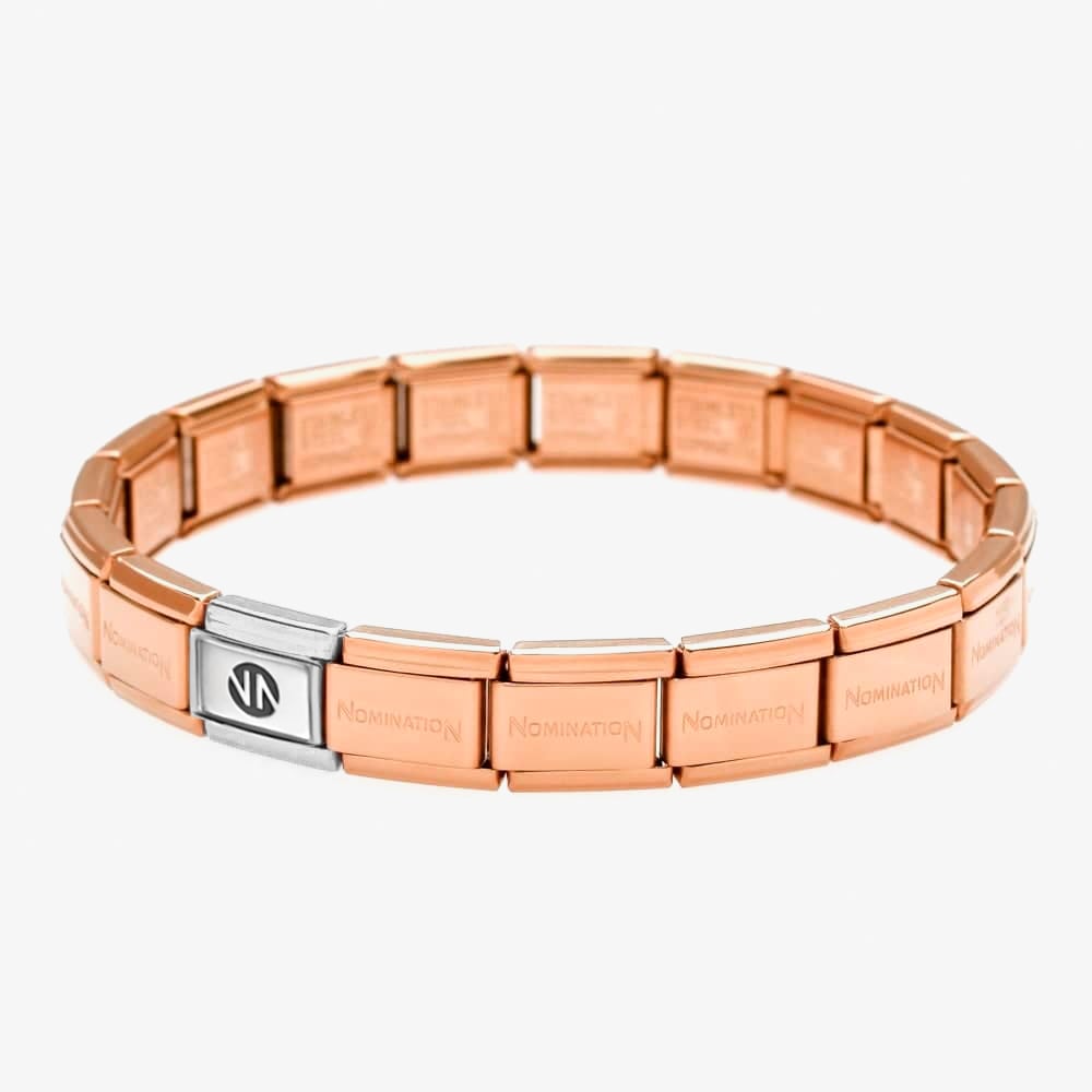 Nomination Rose Gold Stainless Steel NN Logo 14 Link Bracelet 530301 SI 011