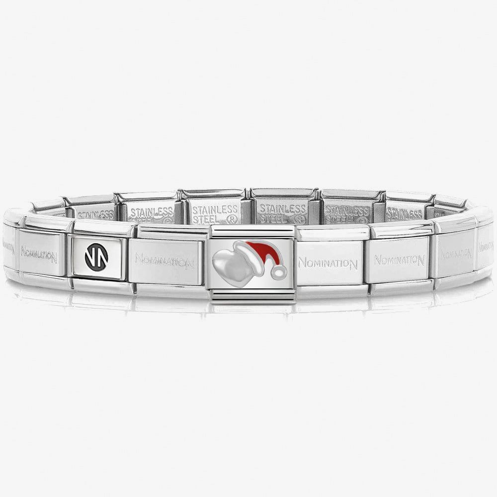 Nomination CLASSIC Christmas Heart and Santa Hat Charm Bracelet 330204/05 &amp; 530300 SI